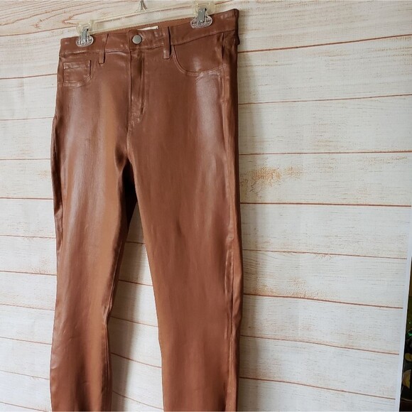 L'Agence Margot Skinny High-Rise Stretchy Cropped Jeans in Coated Java Size 32 - Picture 6 of 10